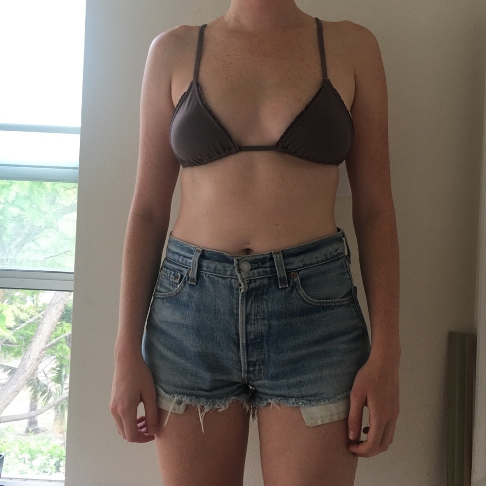 made by dawn mauve/brown bikini top